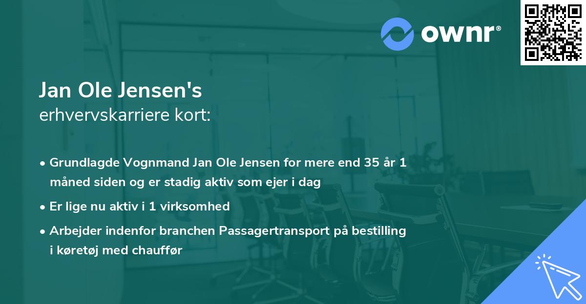 Jan Ole Jensen's erhvervskarriere kort
