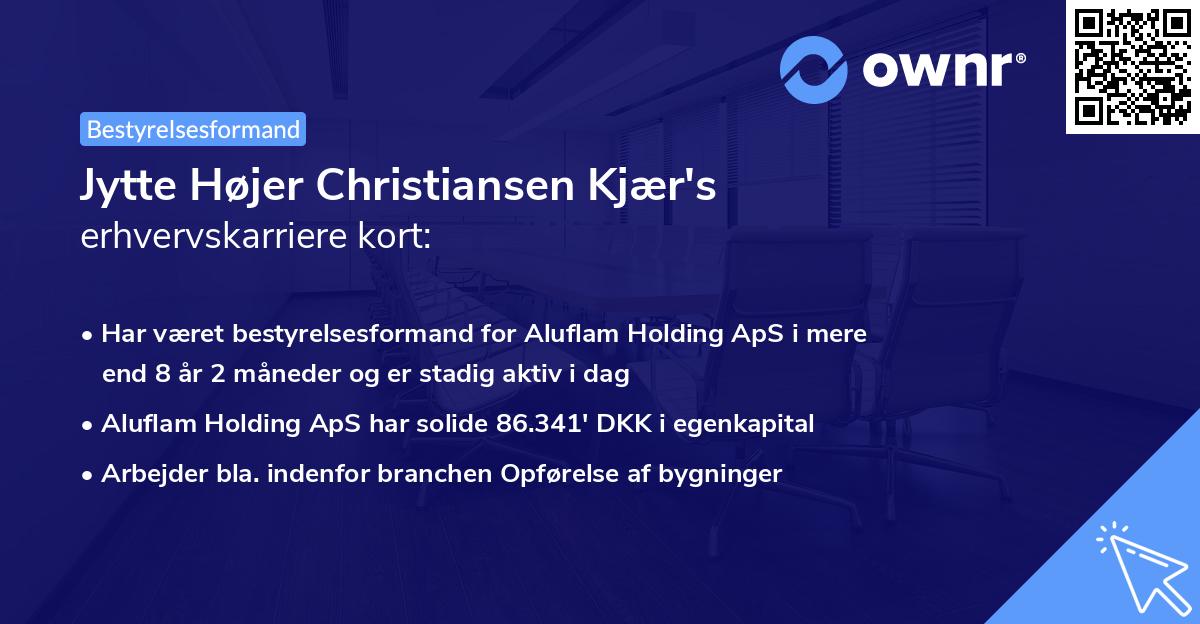 Jytte Højer Christiansen Kjær's erhvervskarriere kort