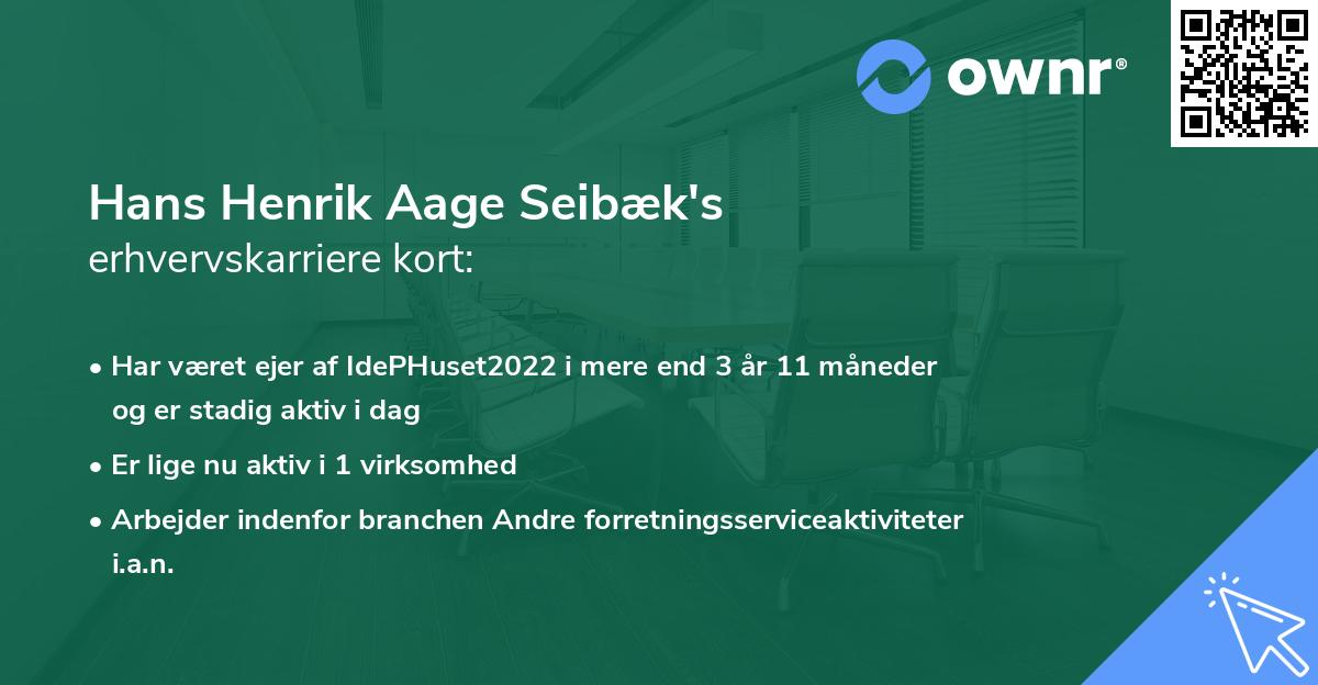 Hans Henrik Aage Seibæk's erhvervskarriere kort