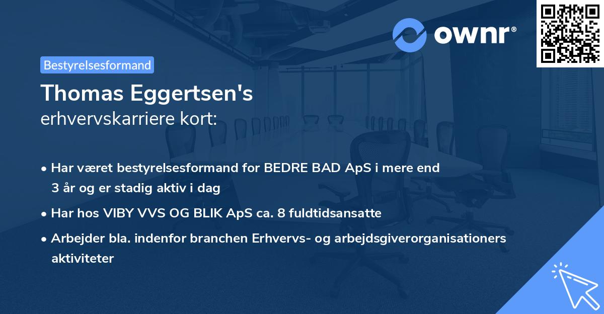 Thomas Eggertsen's erhvervskarriere kort