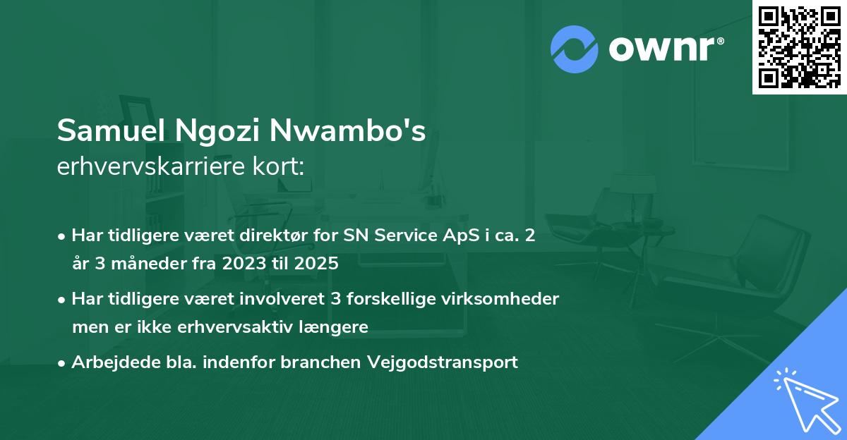 Samuel Ngozi Nwambo's erhvervskarriere kort