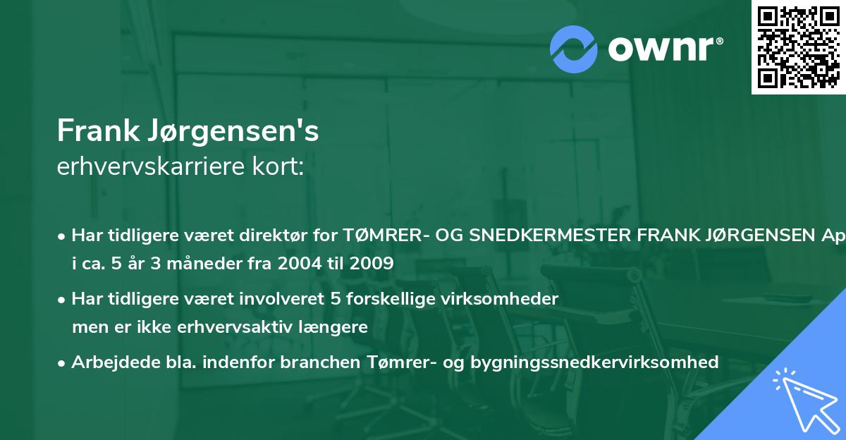 Frank Jørgensen's erhvervskarriere kort