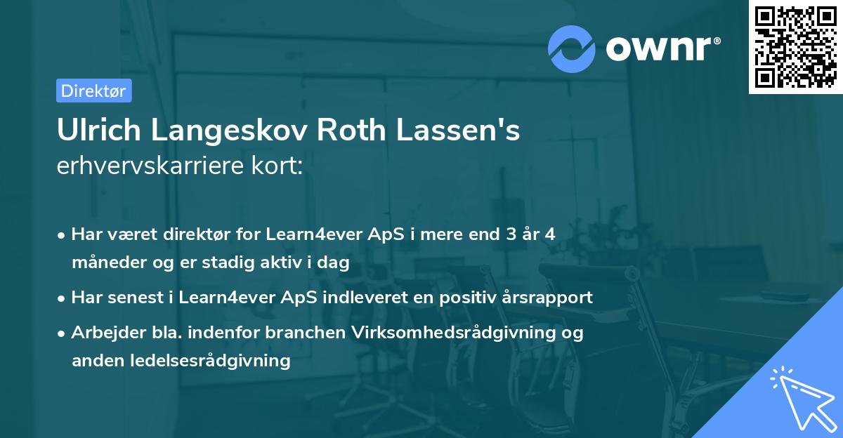 Ulrich Langeskov Roth Lassen's erhvervskarriere kort