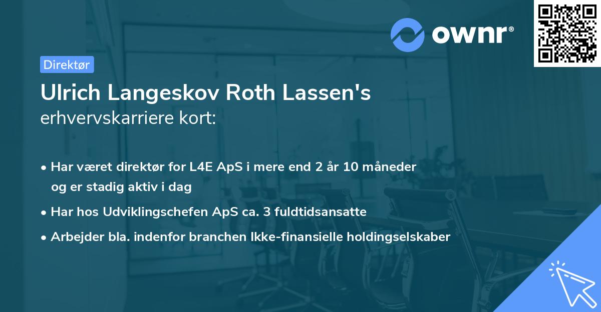 Ulrich Langeskov Roth Lassen's erhvervskarriere kort