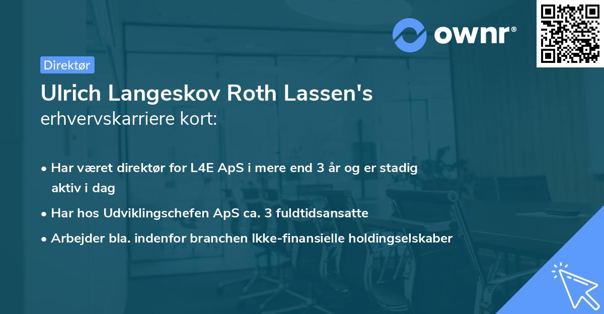 Ulrich Langeskov Roth Lassen's erhvervskarriere kort