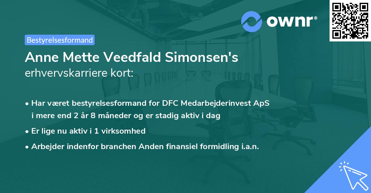 Anne Mette Veedfald Simonsen's erhvervskarriere kort