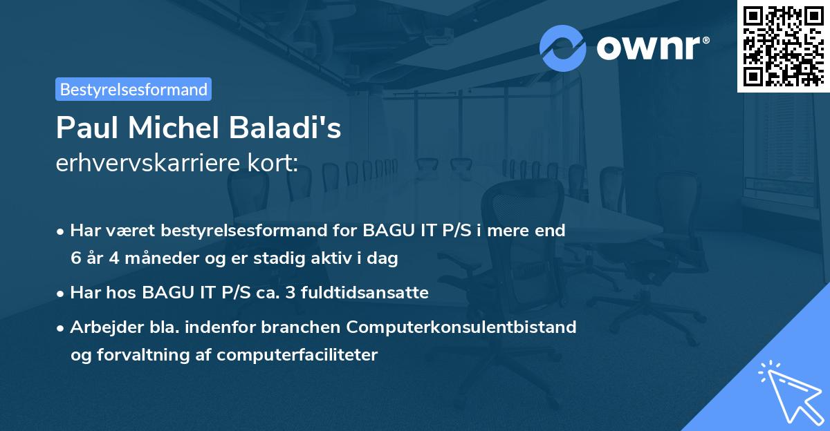 Paul Michel Baladi's erhvervskarriere kort