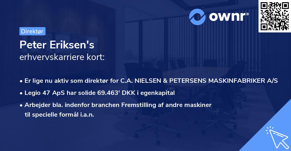 Peter Eriksen's erhvervskarriere kort