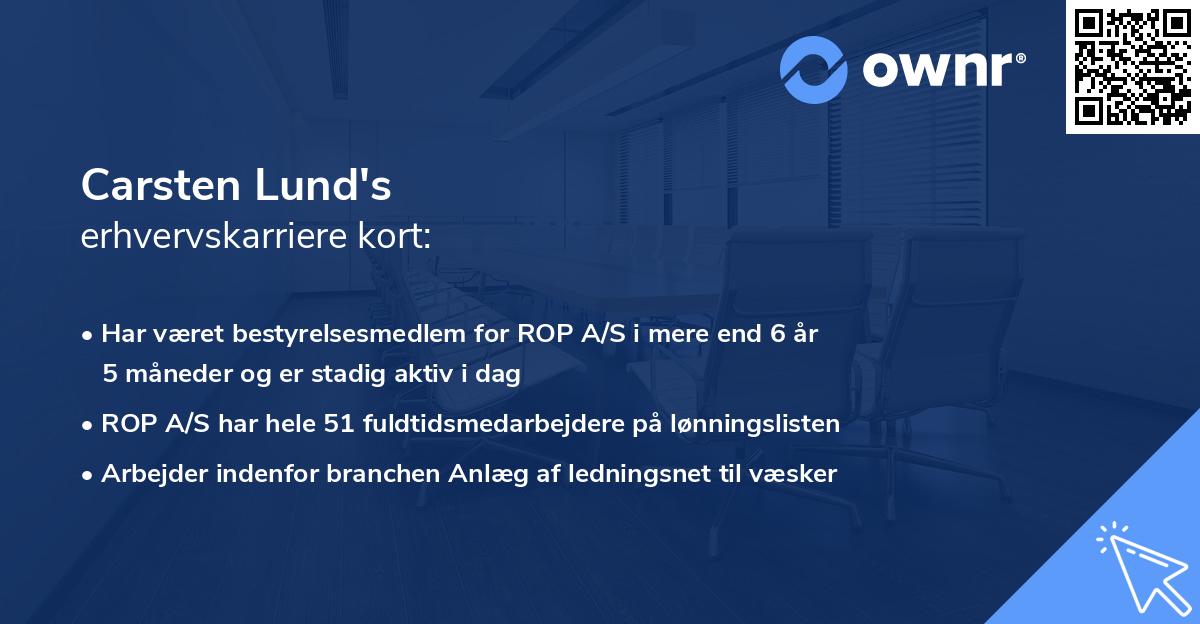 Carsten Lund's erhvervskarriere kort