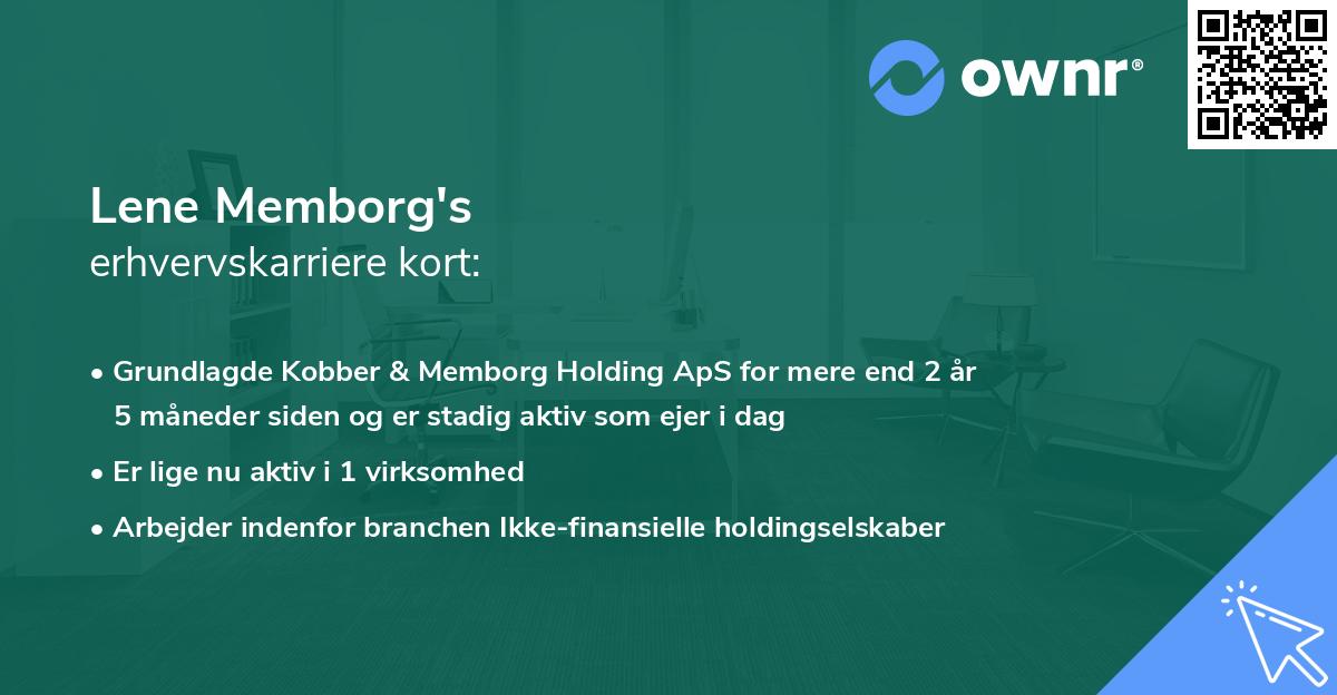 Lene Memborg's erhvervskarriere kort