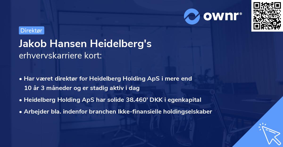Jakob Hansen Heidelberg's erhvervskarriere kort