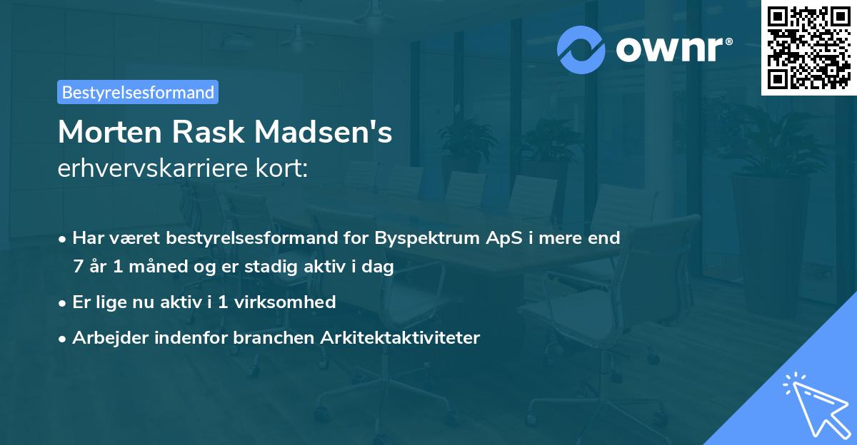 Morten Rask Madsen's erhvervskarriere kort