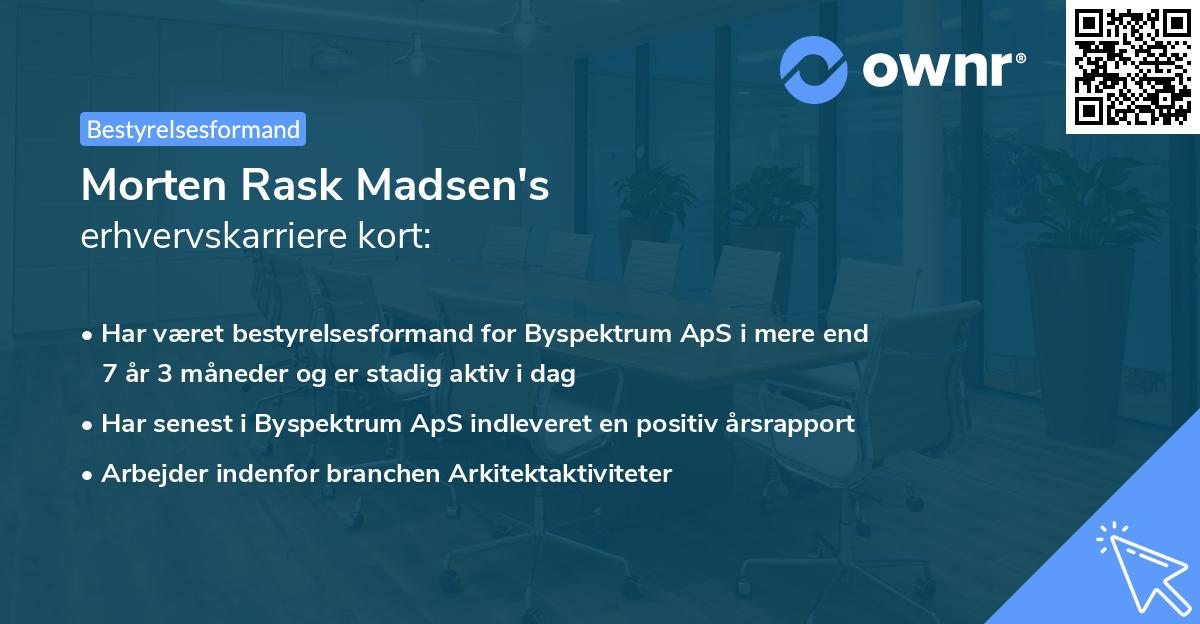 Morten Rask Madsen's erhvervskarriere kort
