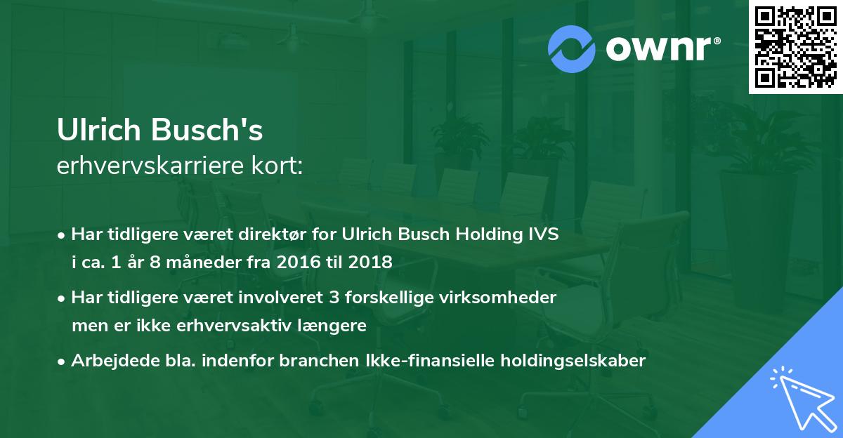 Ulrich Busch's erhvervskarriere kort