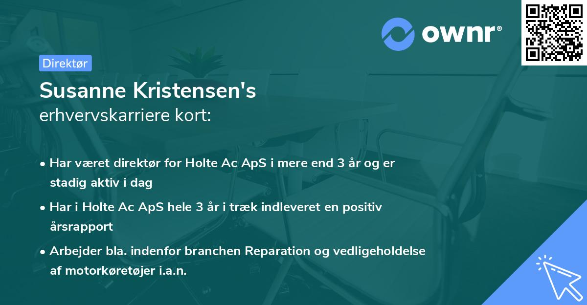 Susanne Kristensen's erhvervskarriere kort