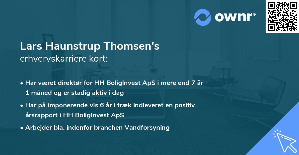 Lars Haunstrup Thomsen's erhvervskarriere kort