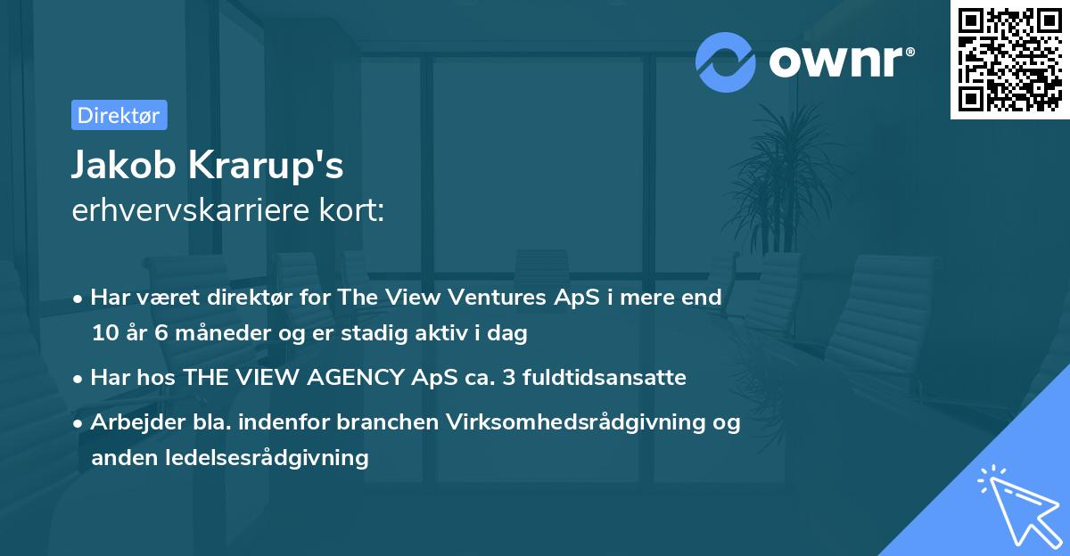 Jakob Krarup's erhvervskarriere kort
