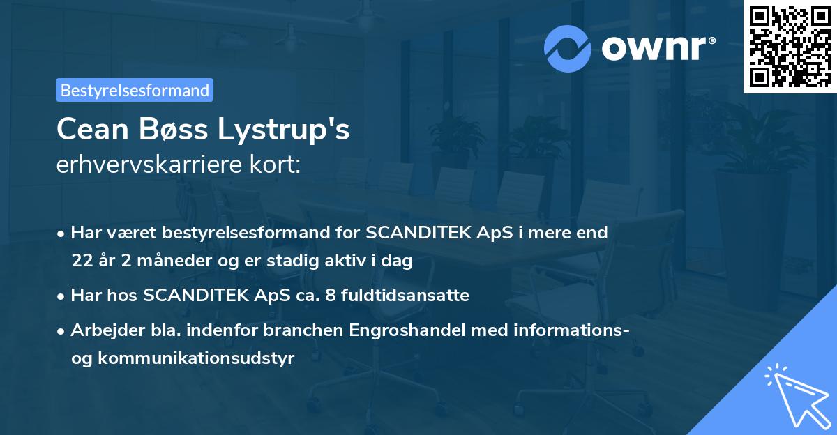 Cean Bøss Lystrup's erhvervskarriere kort