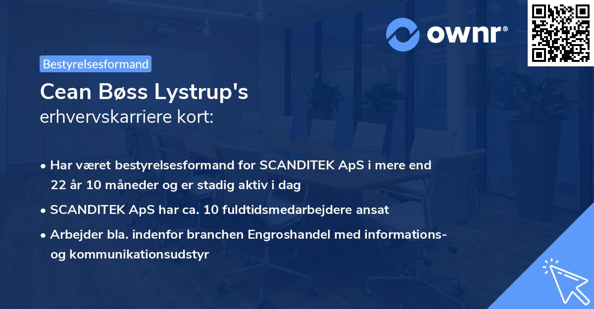 Cean Bøss Lystrup's erhvervskarriere kort