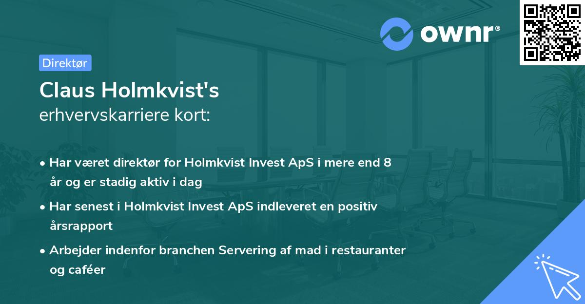 Claus Holmkvist's erhvervskarriere kort