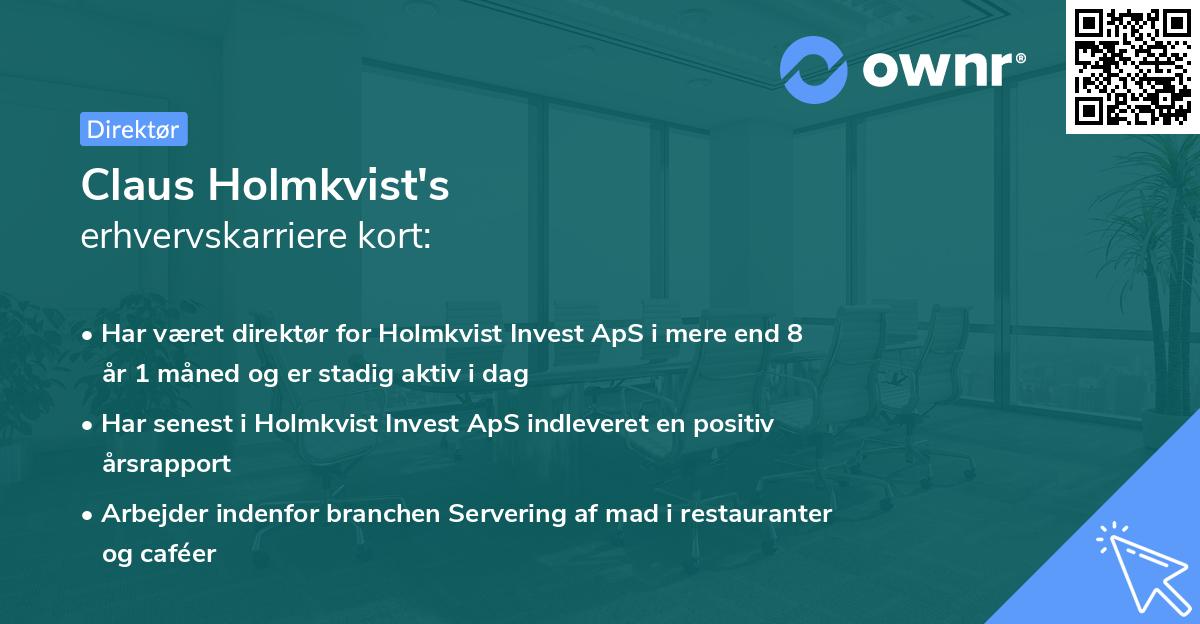 Claus Holmkvist's erhvervskarriere kort