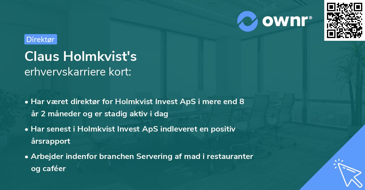 Claus Holmkvist's erhvervskarriere kort