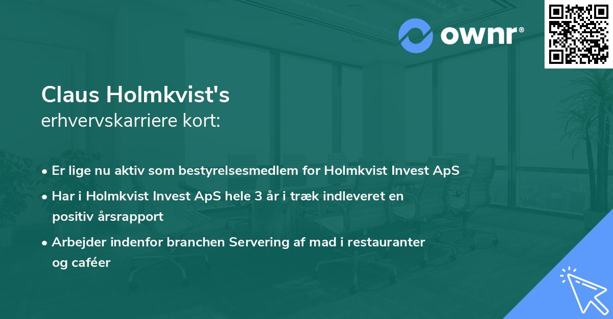 Claus Holmkvist's erhvervskarriere kort