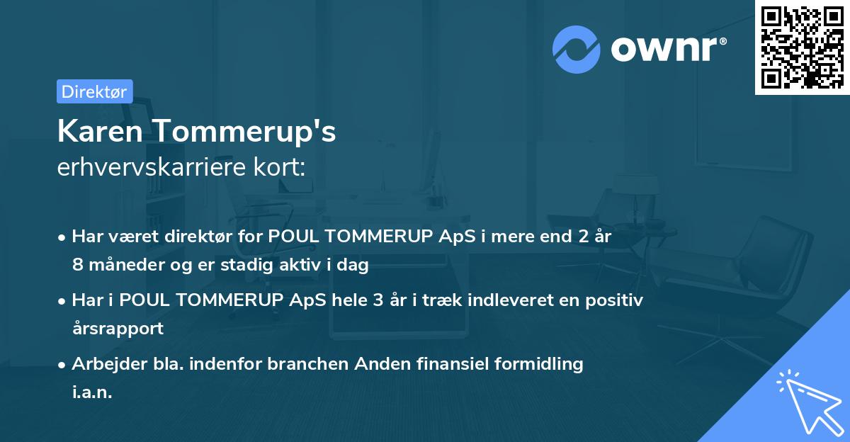 Karen Tommerup's erhvervskarriere kort