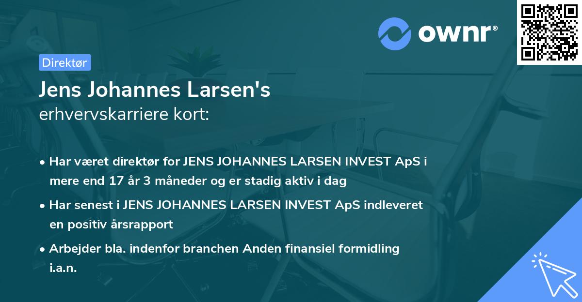 Jens Johannes Larsen's erhvervskarriere kort