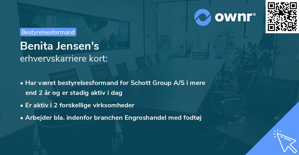 Benita Jensen's erhvervskarriere kort