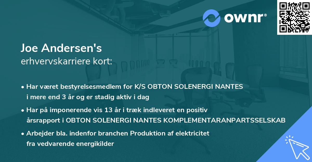Joe Andersen's erhvervskarriere kort