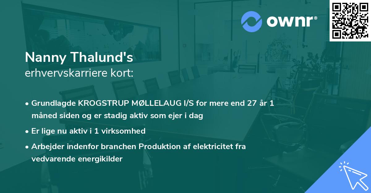 Nanny Thalund's erhvervskarriere kort