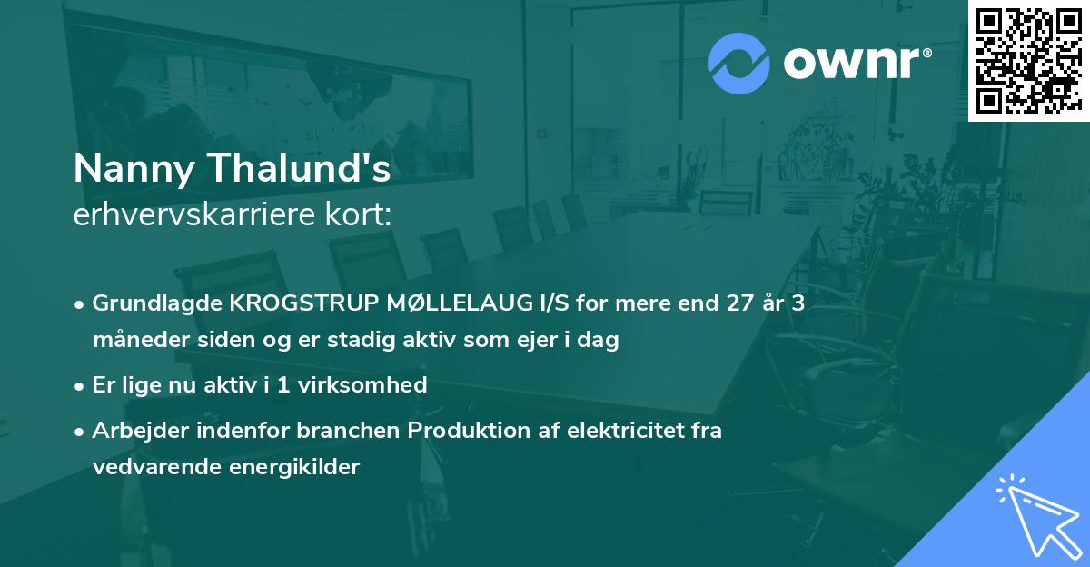 Nanny Thalund's erhvervskarriere kort