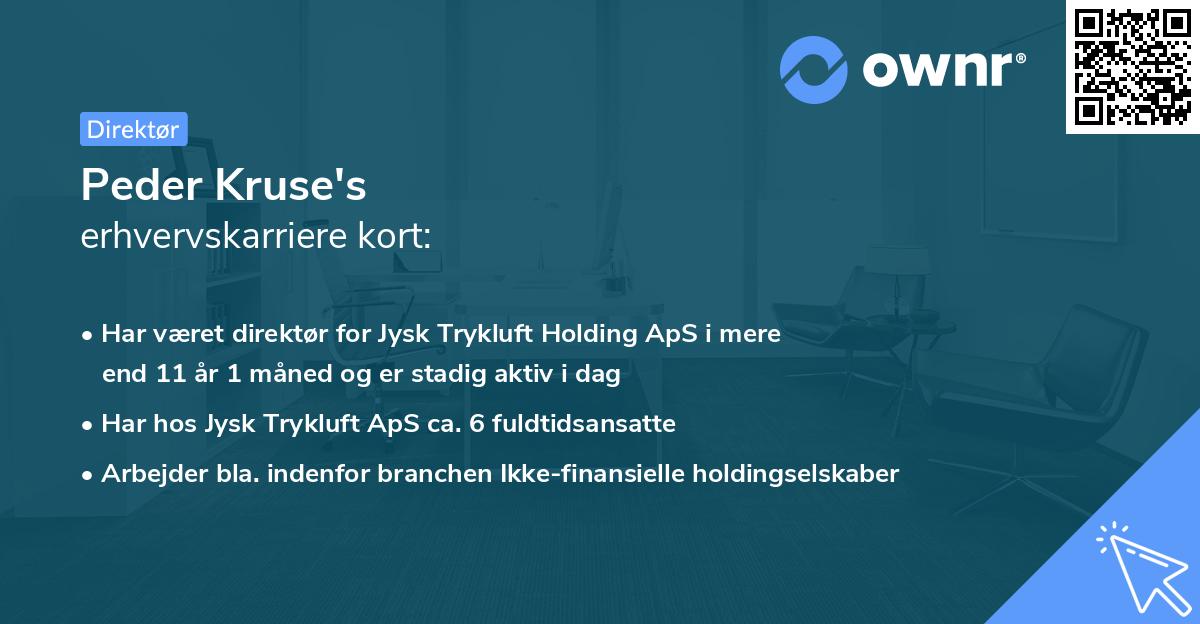 Peder Kruse's erhvervskarriere kort