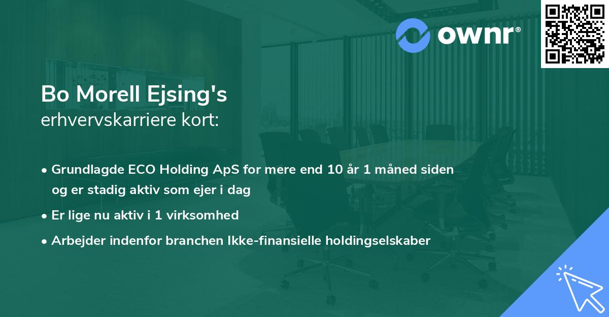 Bo Morell Ejsing's erhvervskarriere kort