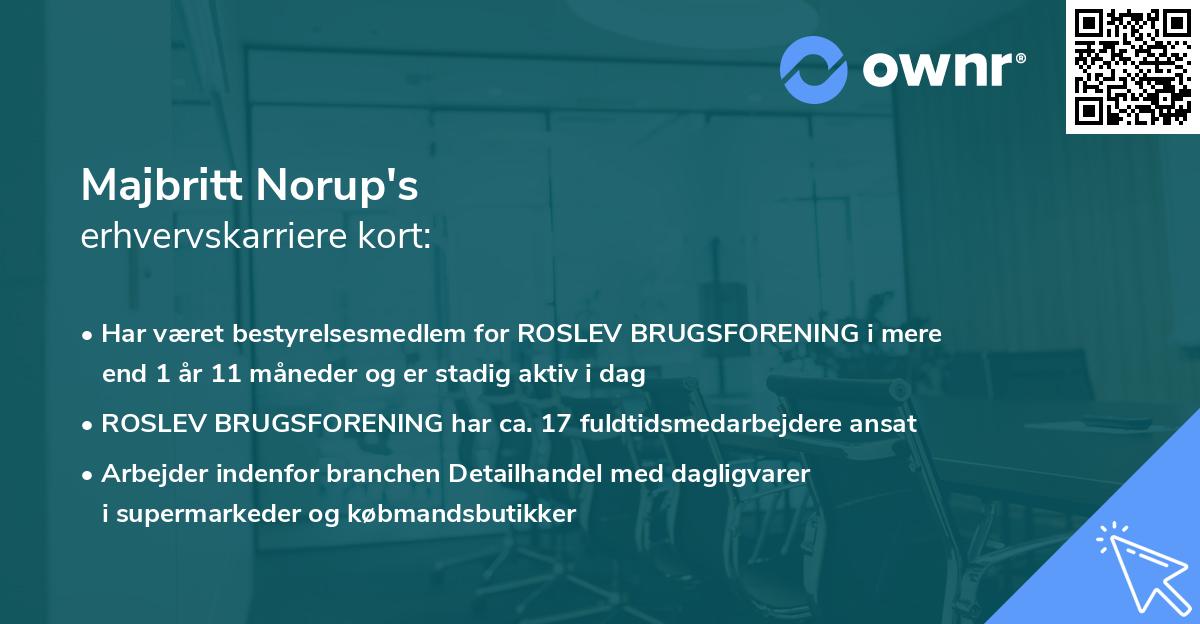 Majbritt Norup's erhvervskarriere kort