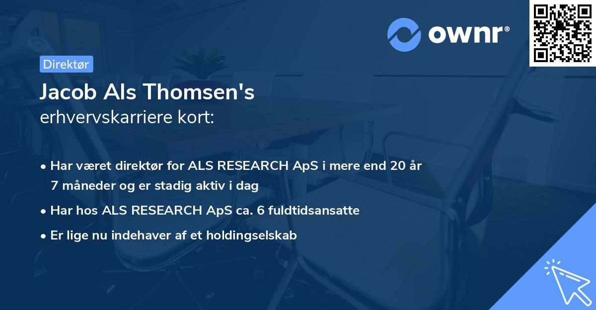 Jacob Als Thomsen's erhvervskarriere kort