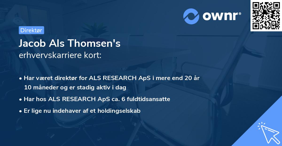 Jacob Als Thomsen's erhvervskarriere kort