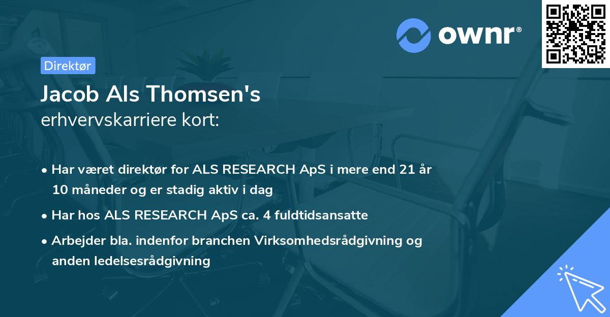 Jacob Als Thomsen's erhvervskarriere kort