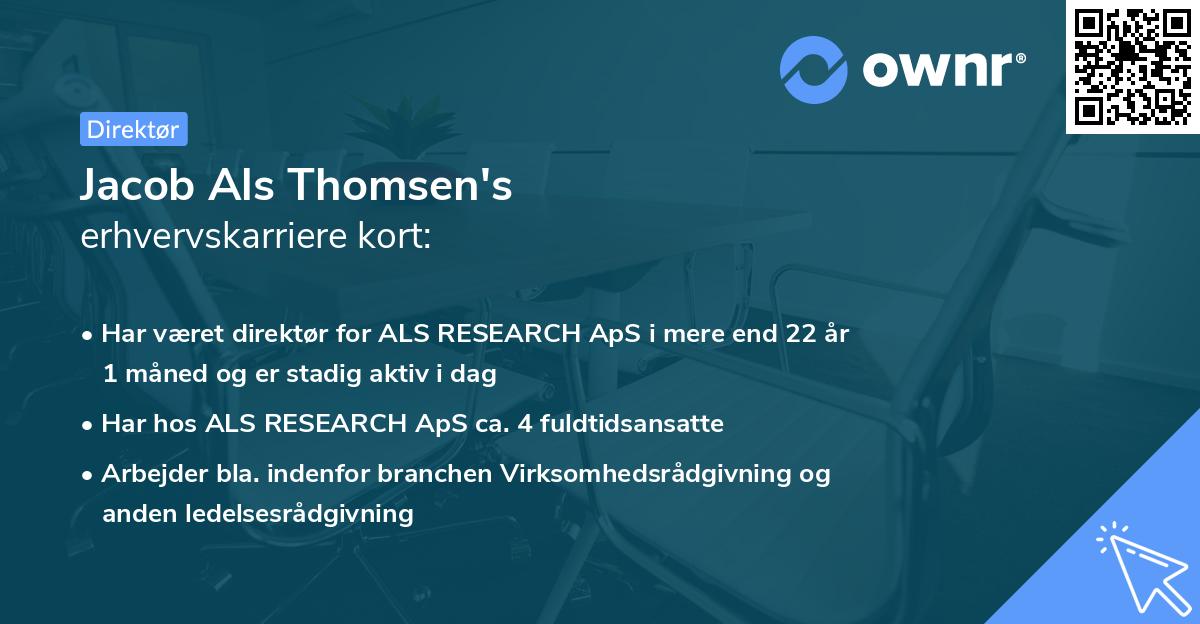 Jacob Als Thomsen's erhvervskarriere kort