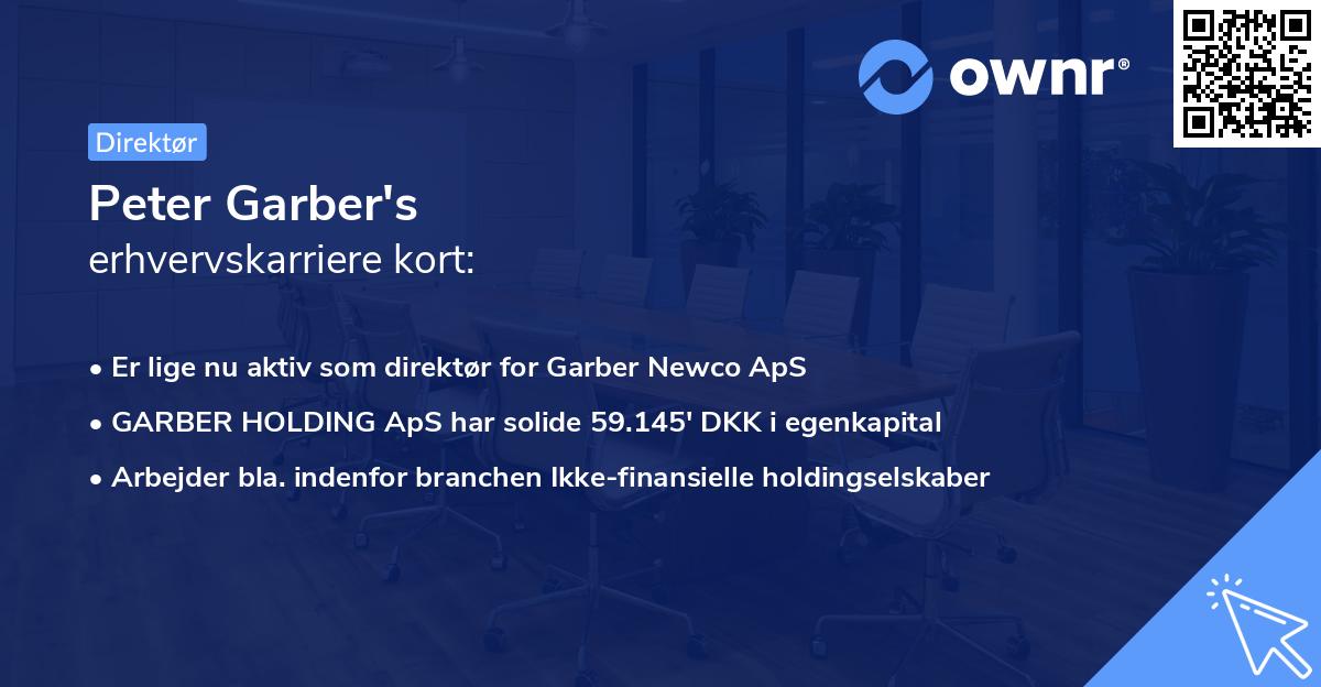 Peter Garber's erhvervskarriere kort