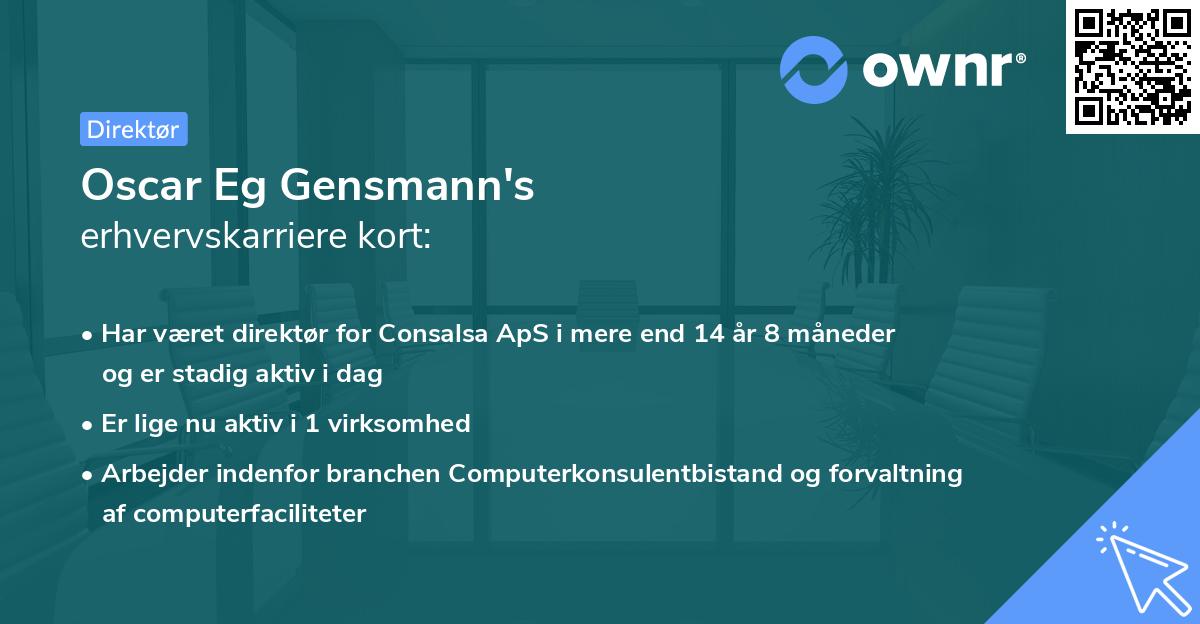 Oscar Eg Gensmann's erhvervskarriere kort