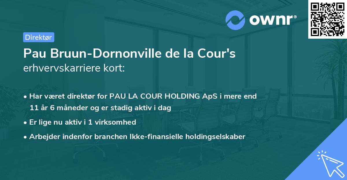 Pau Bruun-Dornonville de la Cour's erhvervskarriere kort