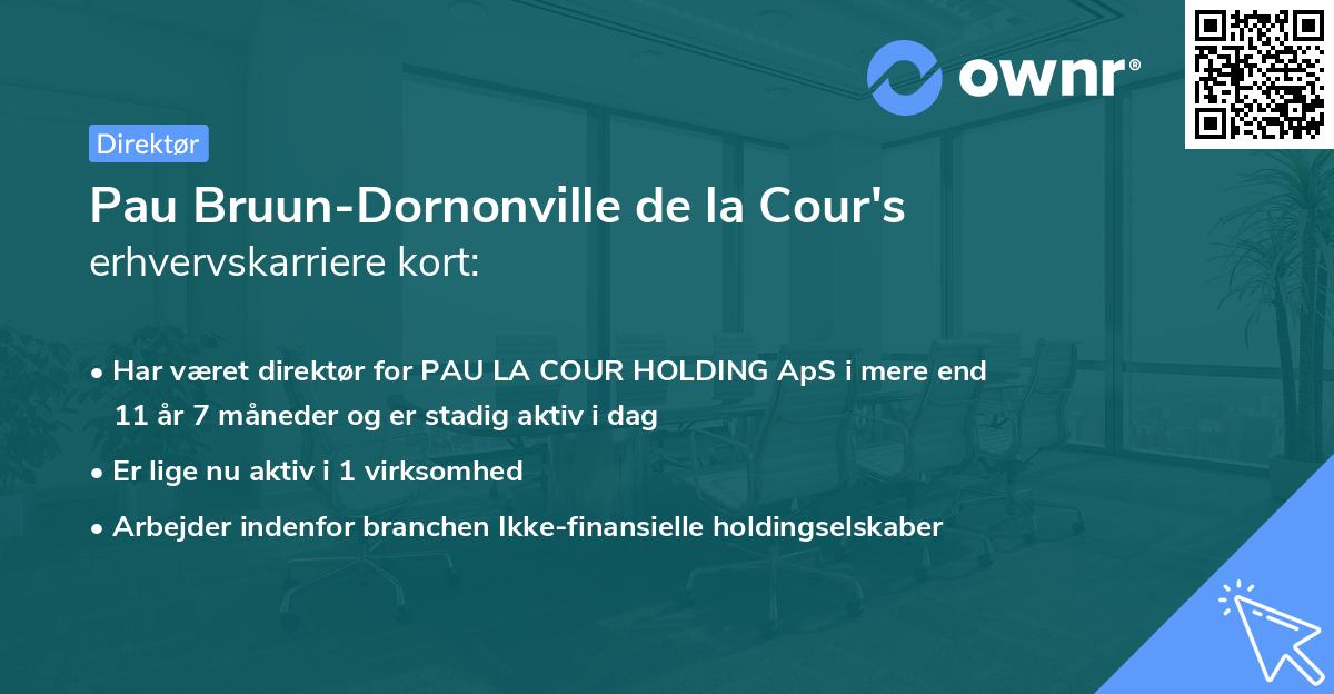 Pau Bruun-Dornonville de la Cour's erhvervskarriere kort