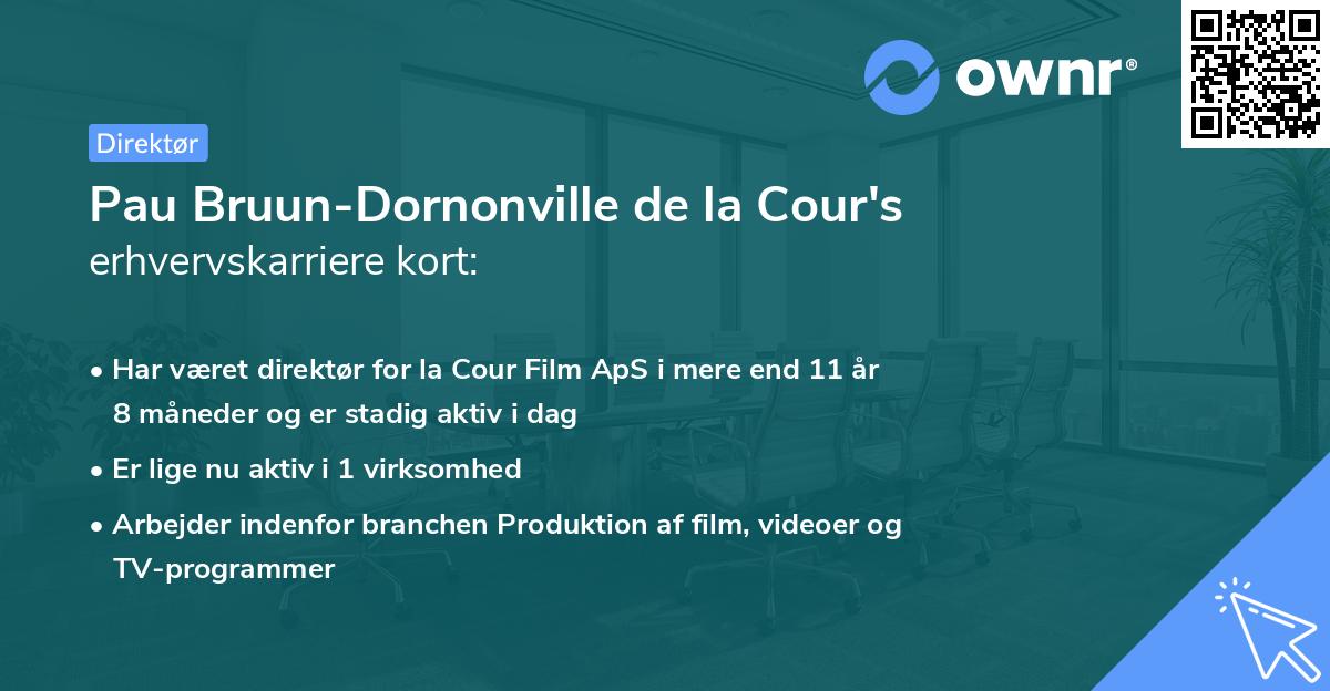 Pau Bruun-Dornonville de la Cour's erhvervskarriere kort