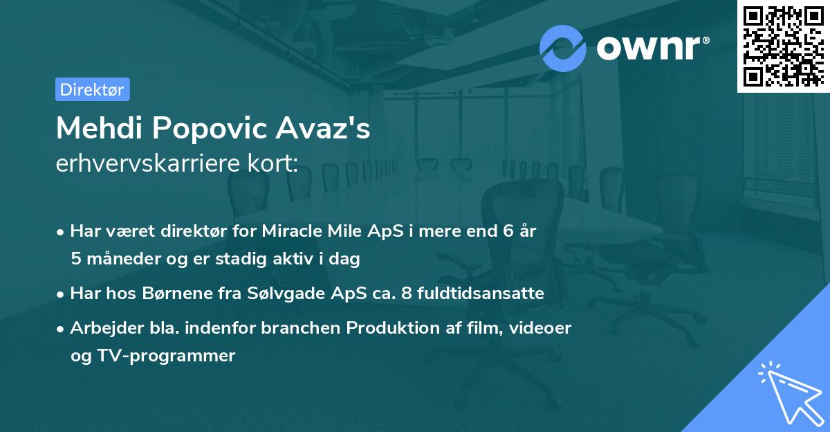 Mehdi Popovic Avaz's erhvervskarriere kort