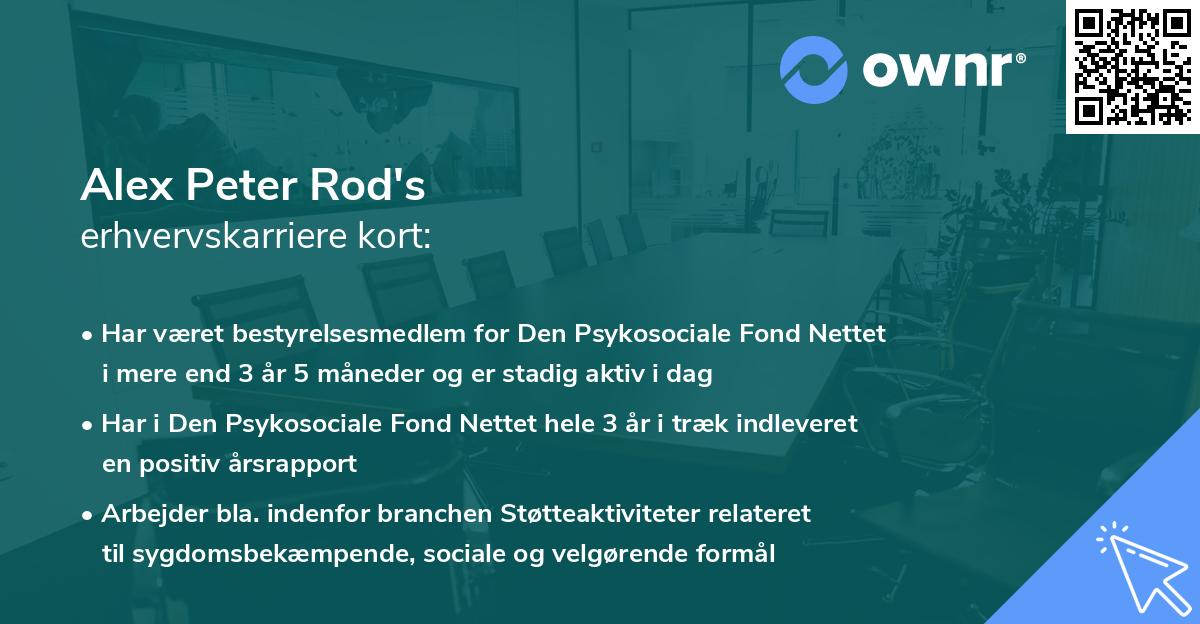 Alex Peter Rod's erhvervskarriere kort