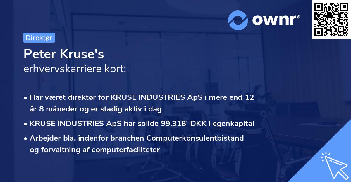 Peter Kruse's erhvervskarriere kort