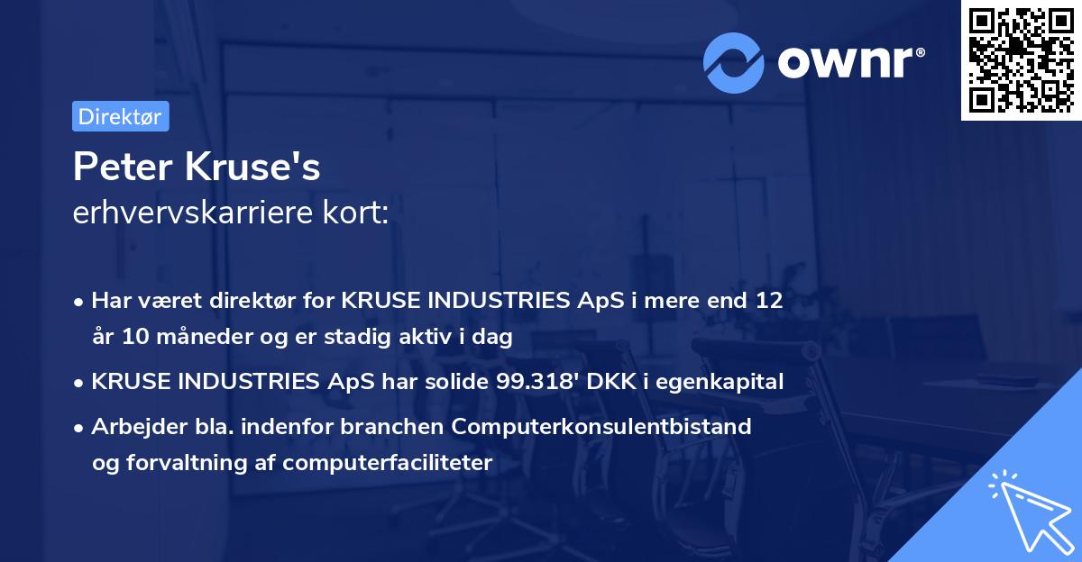 Peter Kruse's erhvervskarriere kort