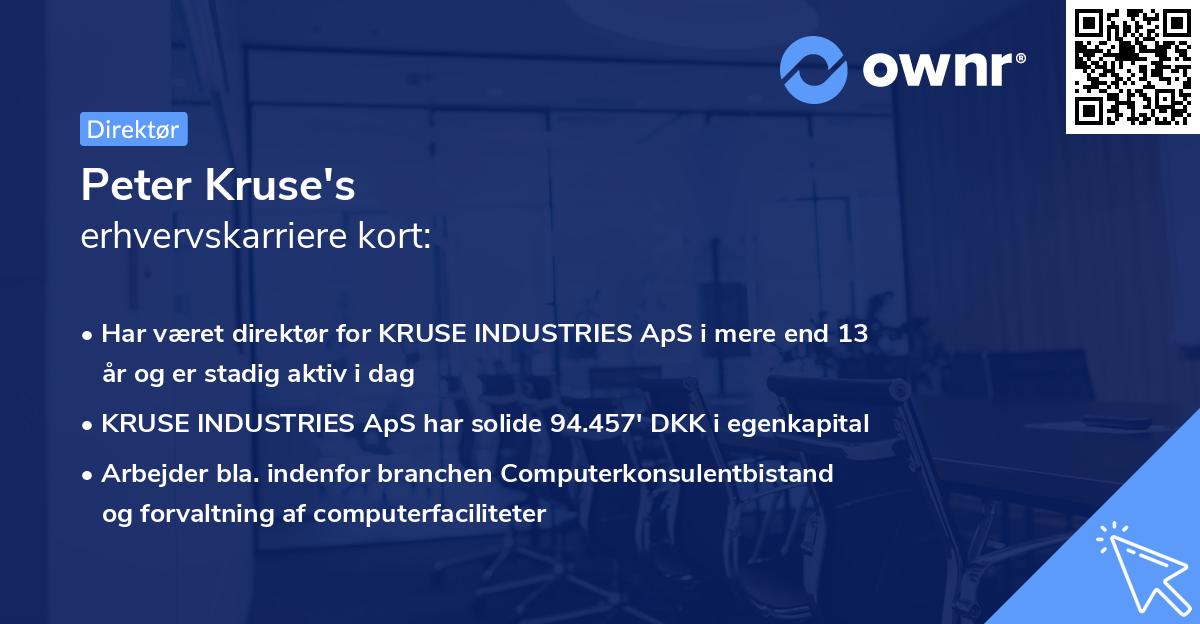 Peter Kruse's erhvervskarriere kort